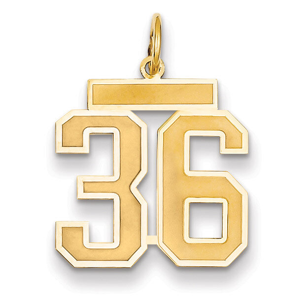 Number 36 Charm 14k Gold Medium Satin LSM36, MPN: LSM36, 883957074269