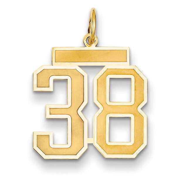 Number 38 Charm 14k Gold Medium Satin LSM38, MPN: LSM38, 883957074283