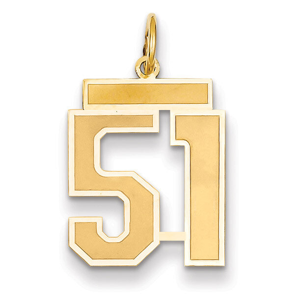 Number 51 Charm 14k Gold Medium Satin LSM51, MPN: LSM51, 883957074603