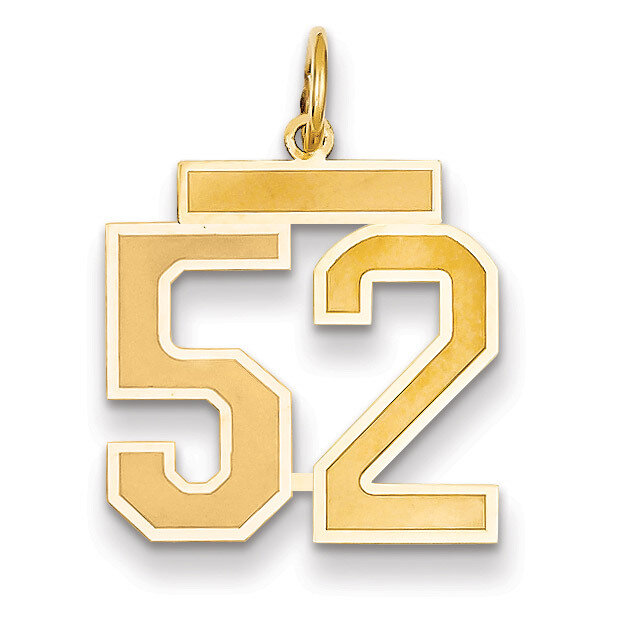 Number 52 Charm 14k Gold Medium Satin LSM52