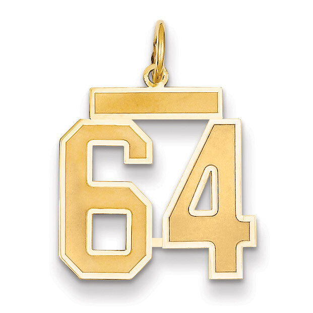 Number 64 Charm 14k Gold Medium Satin LSM64, MPN: LSM64, 883957074924