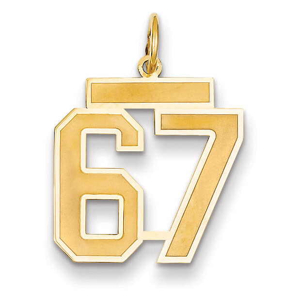 Number 67 Charm 14k Gold Medium Satin LSM67, MPN: LSM67, 883957075150