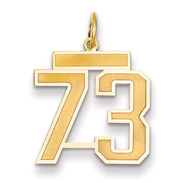 Number 73 Charm 14k Gold Medium Satin LSM73
