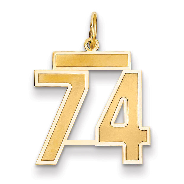 Number 74 Charm 14k Gold Medium Satin LSM74