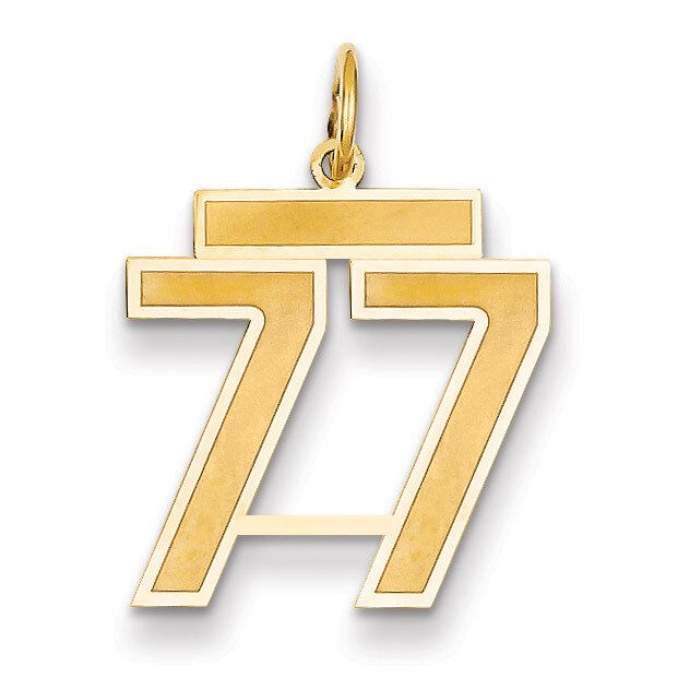 Number 77 Charm 14k Gold Medium Satin LSM77