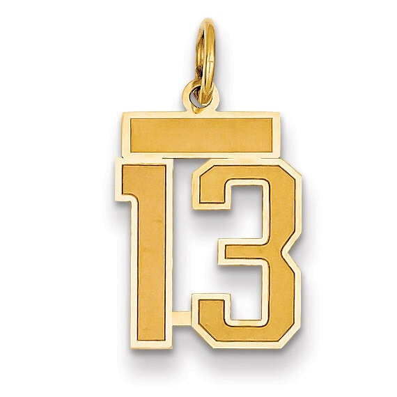 Number 13 Charm 14k Gold Small Satin  LSS13, MPN: LSS13, 883957068725