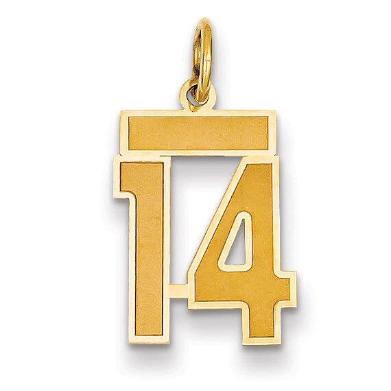 Number 14 Charm 14k Gold Small Satin LSS14