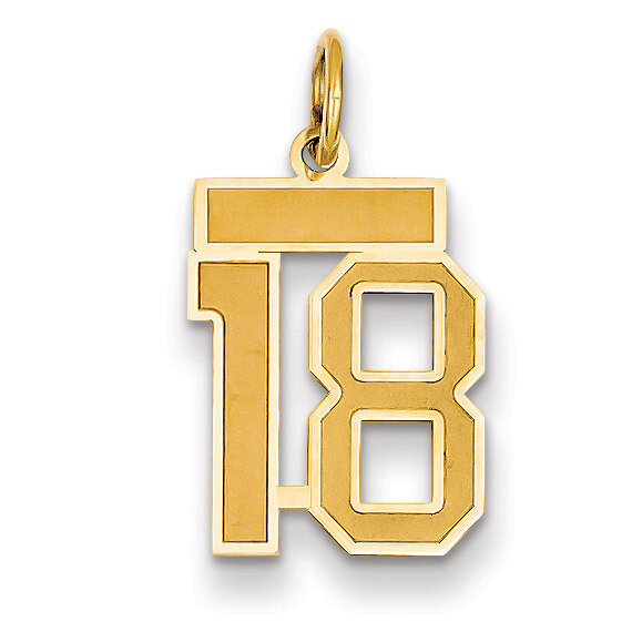 Number 18 Charm 14k Gold Small Satin LSS18