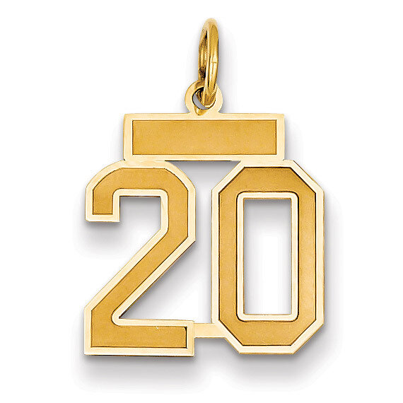 Number 20 Charm 14k Gold Small Satin  LSS20, MPN: LSS20, 883957068794