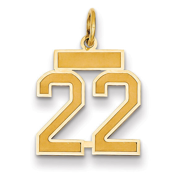Number 22 Charm 14k Gold Small Satin  LSS22, MPN: LSS22, 883957068961