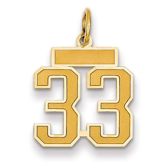 Number 33 Charm 14k Gold Small Satin LSS33