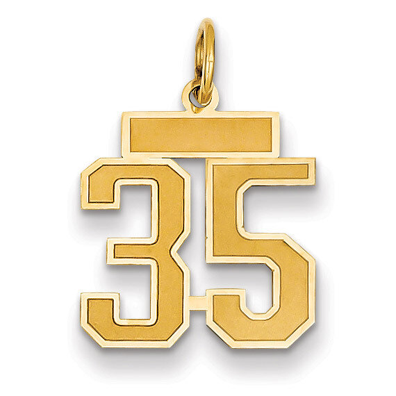 Number 35 Charm 14k Gold Small Satin  LSS35, MPN: LSS35, 883957069265