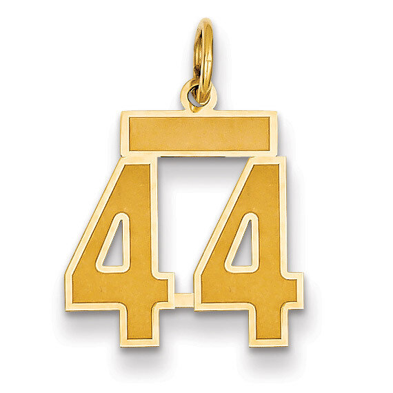 Number 44 Charm 14k Gold Small Satin LSS44