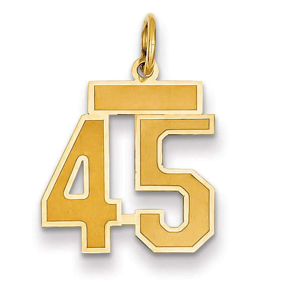 Number 45 Charm 14k Gold Small Satin LSS45