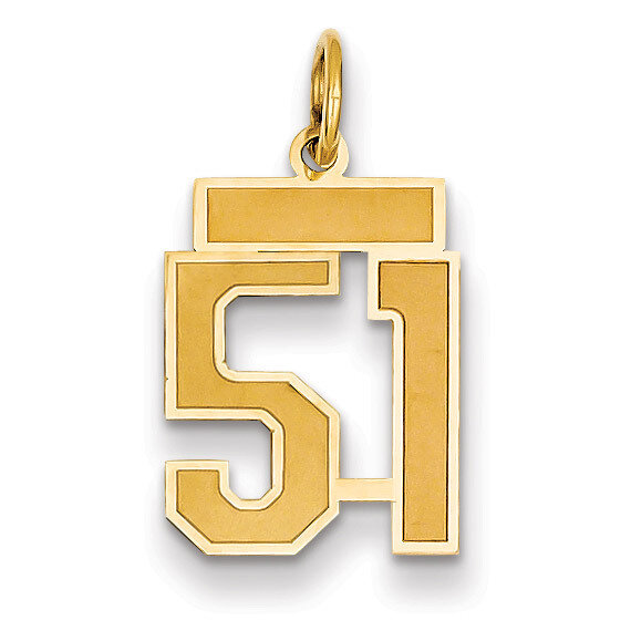 Number 51 Charm 14k Gold Small Satin  LSS51, MPN: LSS51, 883957069630