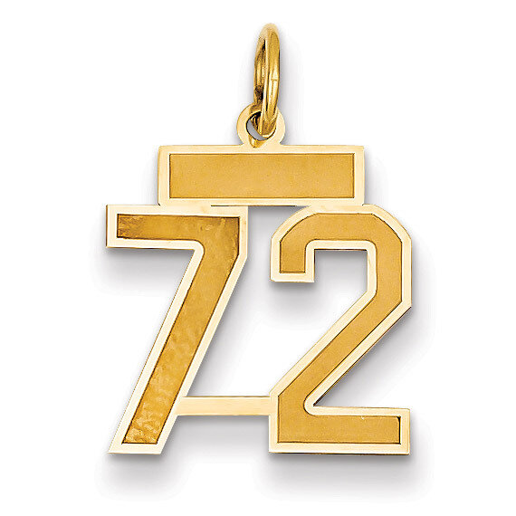 Number 72 Charm 14k Gold Small Satin LSS72