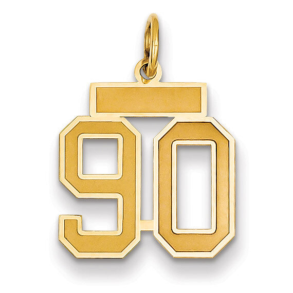 Number 90 Charm 14k Gold Small Satin LSS90