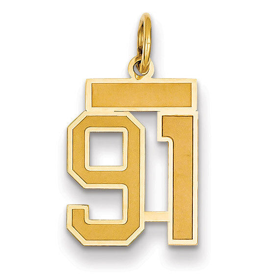 Number 91 Charm 14k Gold Small Satin  LSS91, MPN: LSS91, 883957070520