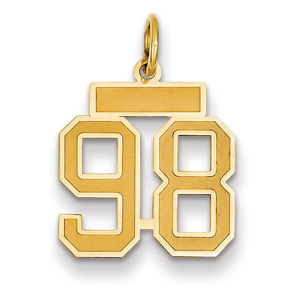Number 98 Charm 14k Gold Small Satin LSS98