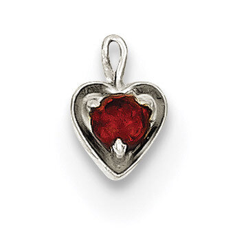 January Synthetic Birthstone Heart Charm 14k white Gold M343W