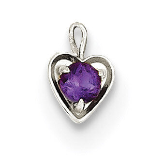 February Synthetic Birthstone Heart Charm 14k white Gold M344W