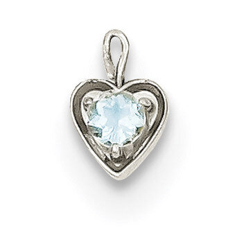 March Synthetic Birthstone Heart Charm 14k white Gold M345W