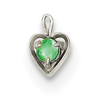 May Synthetic Birthstone Heart Charm 14k white Gold M347W