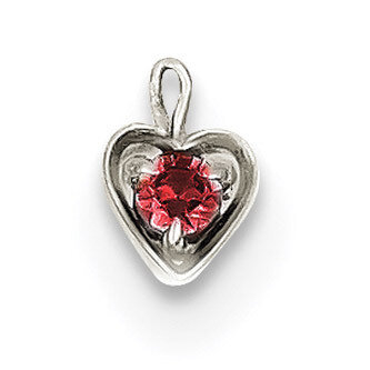 July Synthetic Birthstone Heart Charm 14k white Gold M352W