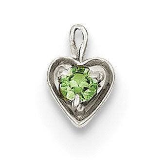 August Synthetic Birthstone Heart Charm 14k white Gold M353W