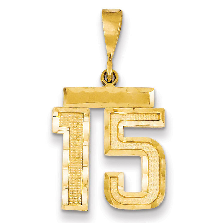 Number 15 Charm 14k Gold Medium Diamond-cut  MN15, MPN: MN15, 883957138954