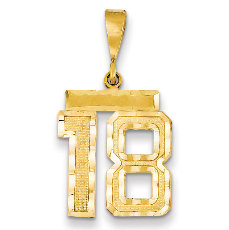 Number 18 Charm 14k Gold Medium Diamond-cut  MN18, MPN: MN18, 883957139005