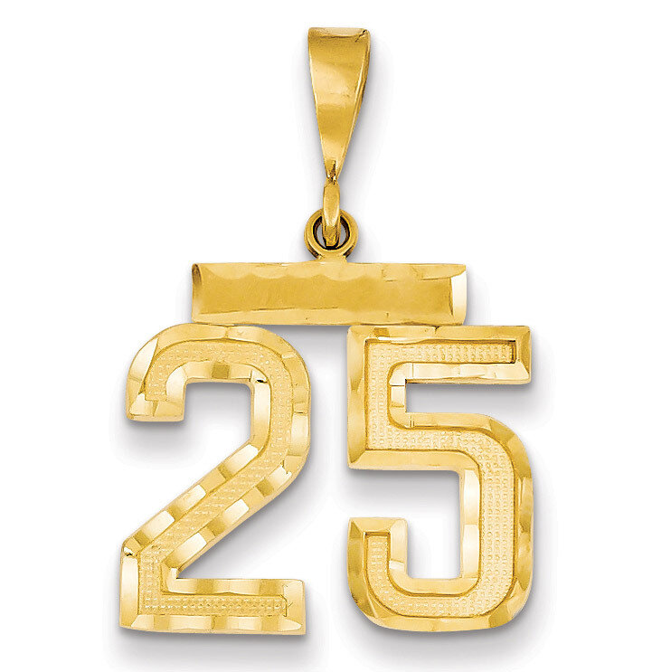 Number 25 Charm 14k Gold Medium Diamond-cut MN25