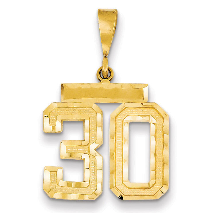 Number 30 Charm 14k Gold Medium Diamond-cut MN30