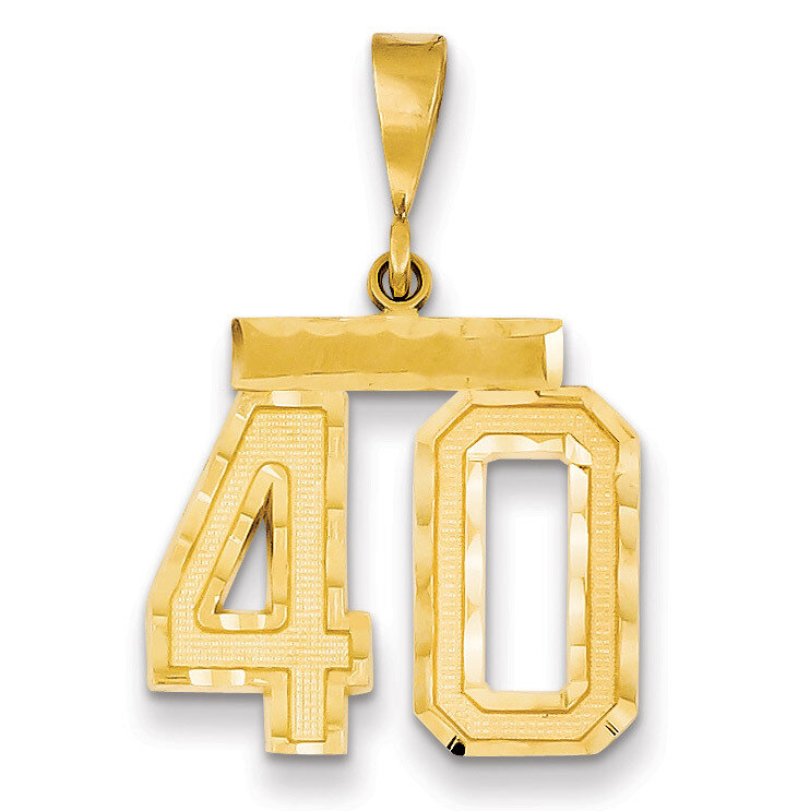 Number 40 Charm 14k Gold Medium Diamond-cut MN40