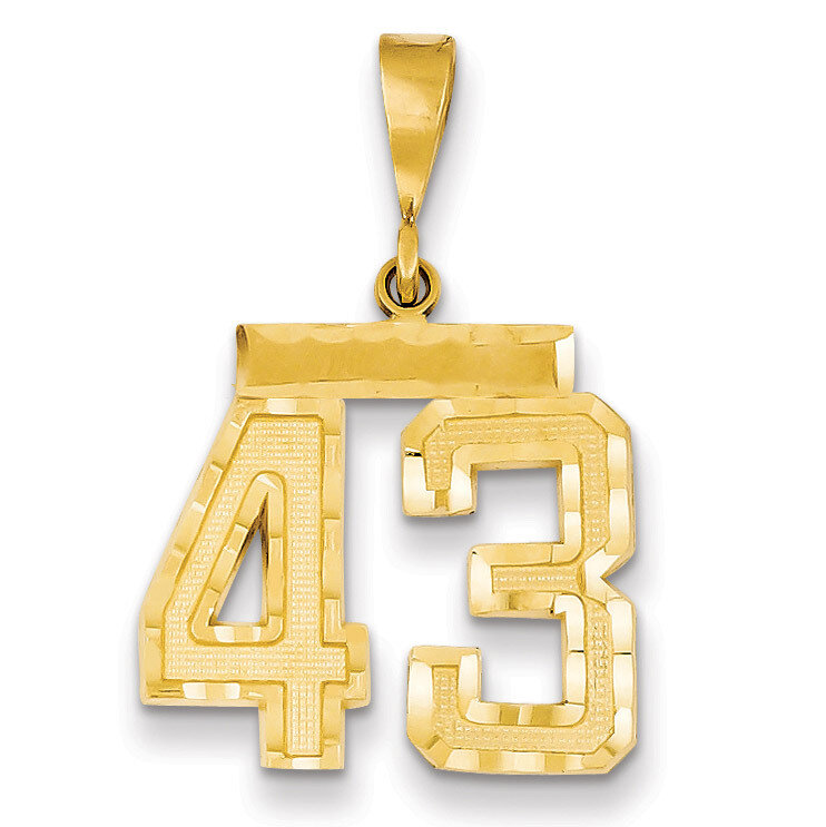 Number 43 Charm 14k Gold Medium Diamond-cut MN43