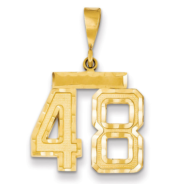 Number 48 Charm 14k Gold Medium Diamond-cut MN48