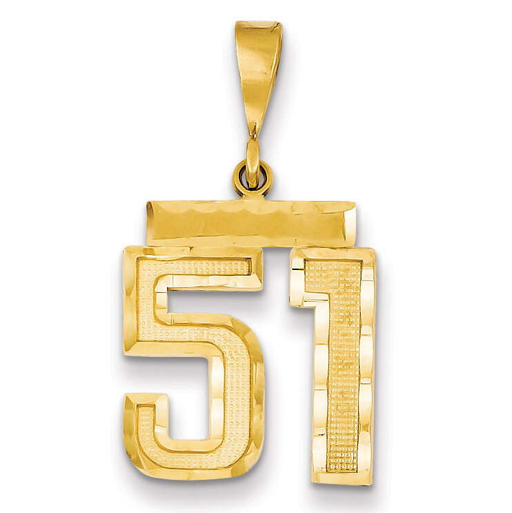 Number 51 Charm 14k Gold Medium Diamond-cut MN51