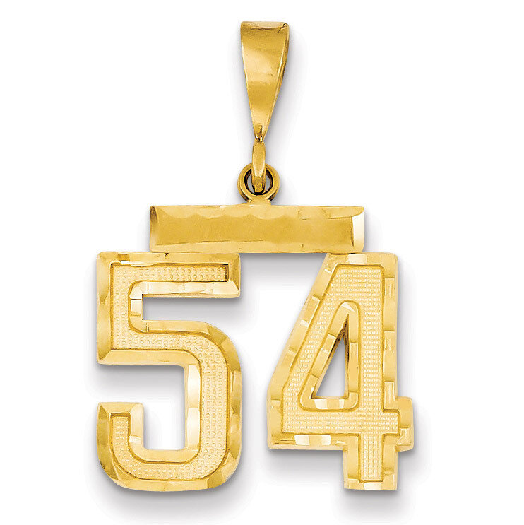 Number 54 Charm 14k Gold Medium Diamond-cut MN54