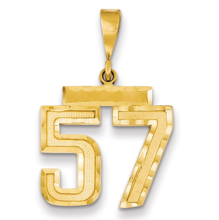 Number 57 Charm 14k Gold Medium Diamond-cut MN57