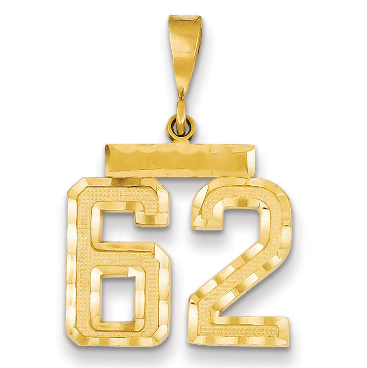 Number 62 Charm 14k Gold Medium Diamond-cut MN62