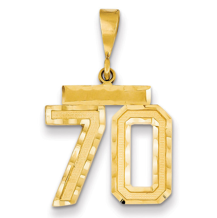 Number 70 Charm 14k Gold Medium Diamond-cut MN70