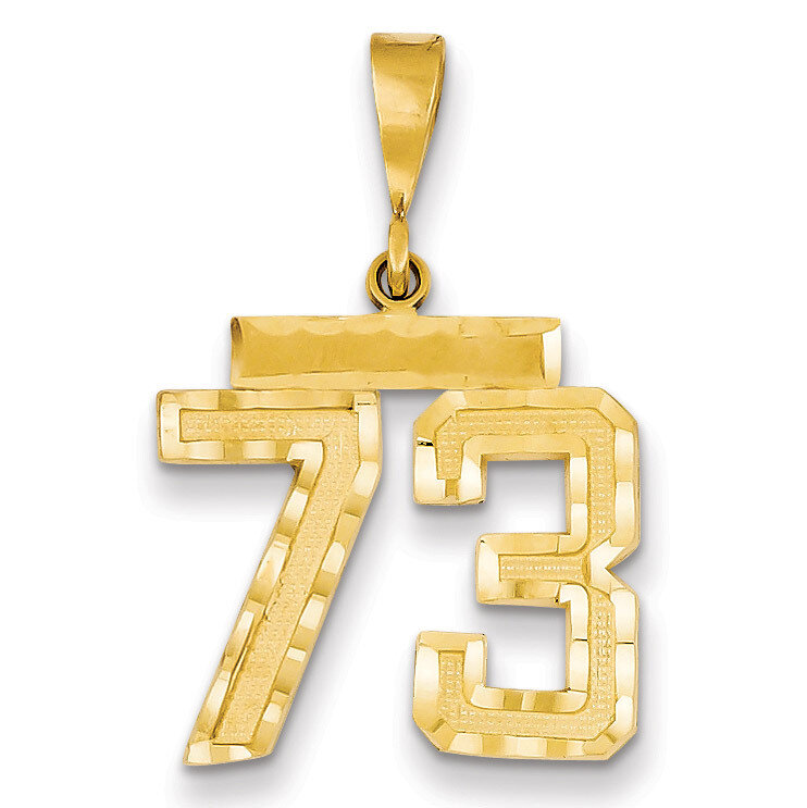 Number 73 Charm 14k Gold Medium Diamond-cut MN73