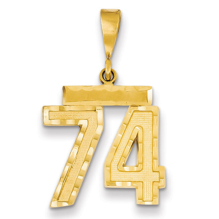 Number 74 Charm 14k Gold Medium Diamond-cut MN74