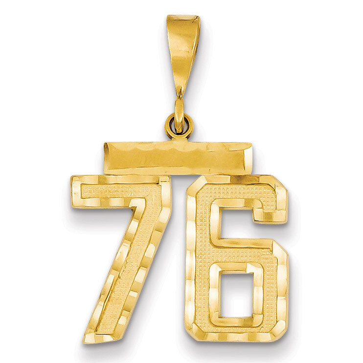 Number 76 Charm 14k Gold Medium Diamond-cut MN76