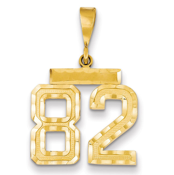 Number 82 Charm 14k Gold Medium Diamond-cut MN82