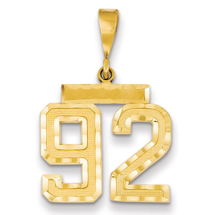 Number 92 Charm 14k Gold Medium Diamond-cut MN92