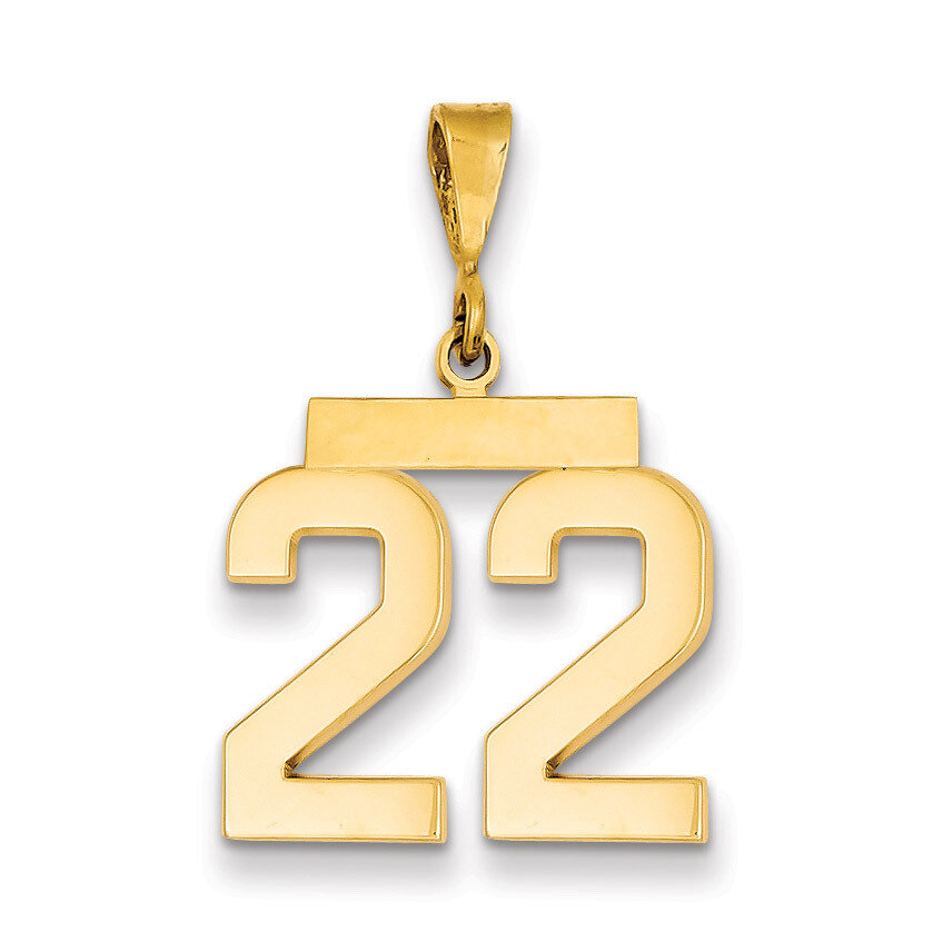 Number 22 Charm 14k Gold Medium Polished MP22, MPN: MP22, 883957134710