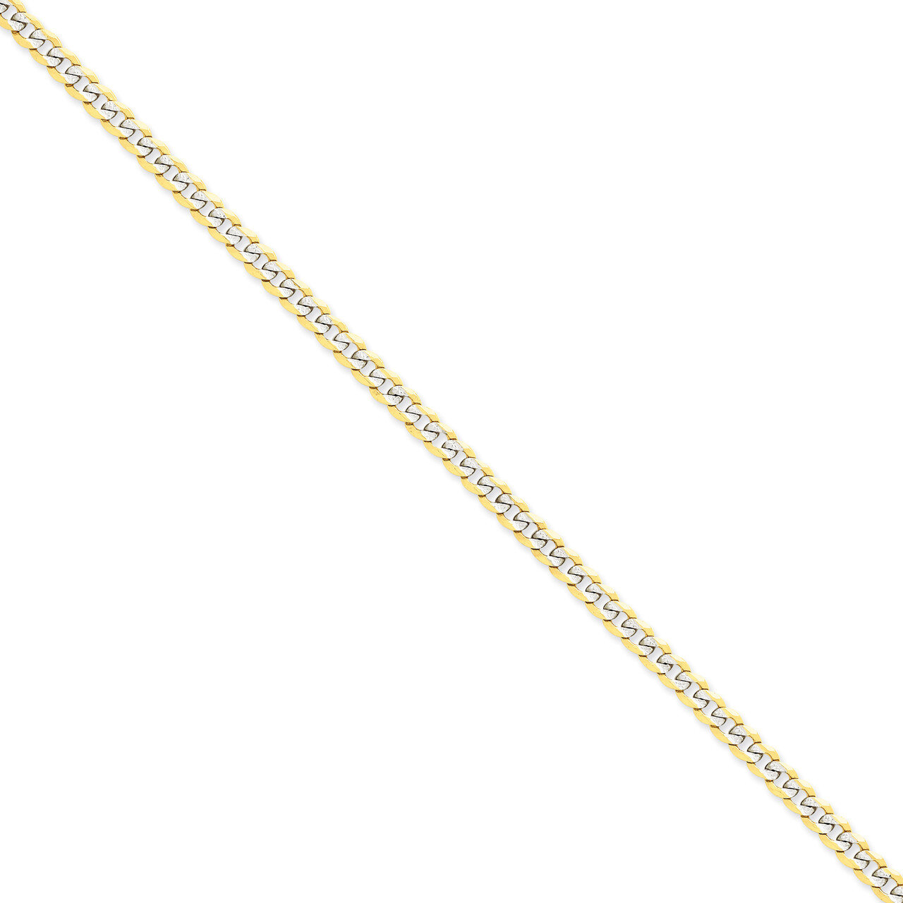 8 Inch 5.25mm Semi-solid Pave Figaro Chain 14k Gold &amp; Rhodium PWC120-8, MPN: PWC120-8, 191101833632