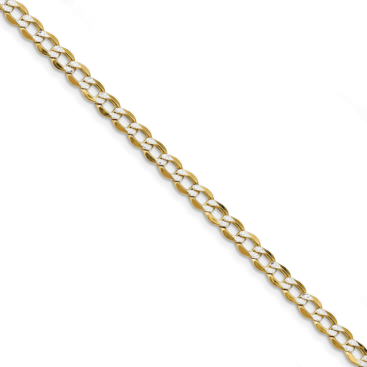 7 Inch 5.2mm Semi-solid Pave Curb Chain 14k Gold &amp; Rhodium PWF120-7, MPN: PWF120-7, 886774561356