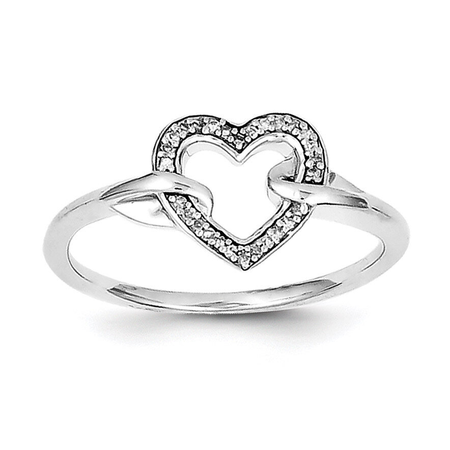 Diam. Heart Ring Sterling Silver Rhodium QR5689-7